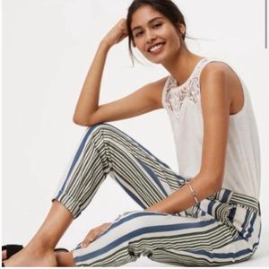 Ann Taylor Loft striped belted joggers